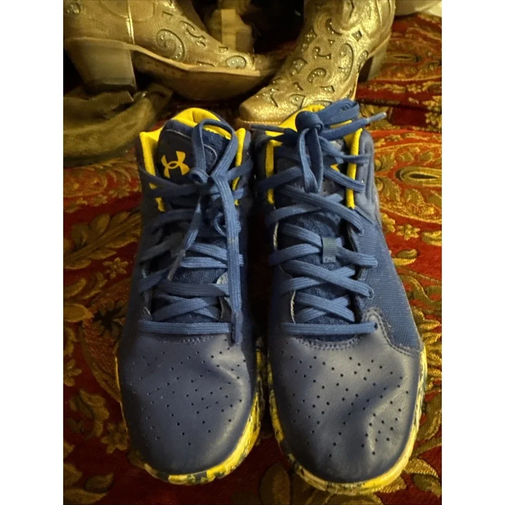 Under Armour Youth Jet 21 3024794-400 Blue/Yellow Basketball Shoes Sneakers5.5 Y